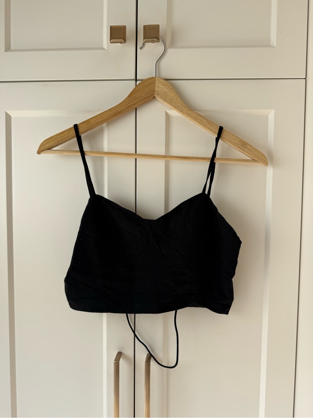 Black Cropped Cami Top with Adjustable Straps
